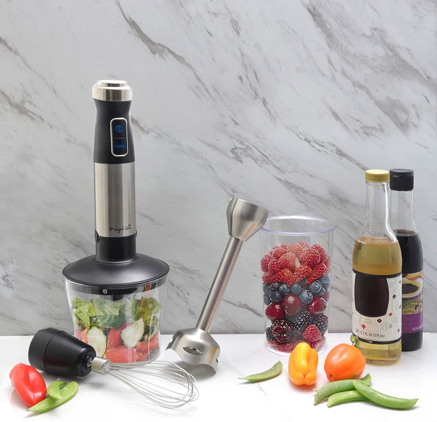 Megachef 4 In 1 Multipurpose Immersion Hand Blender With Speed Control And Accessories