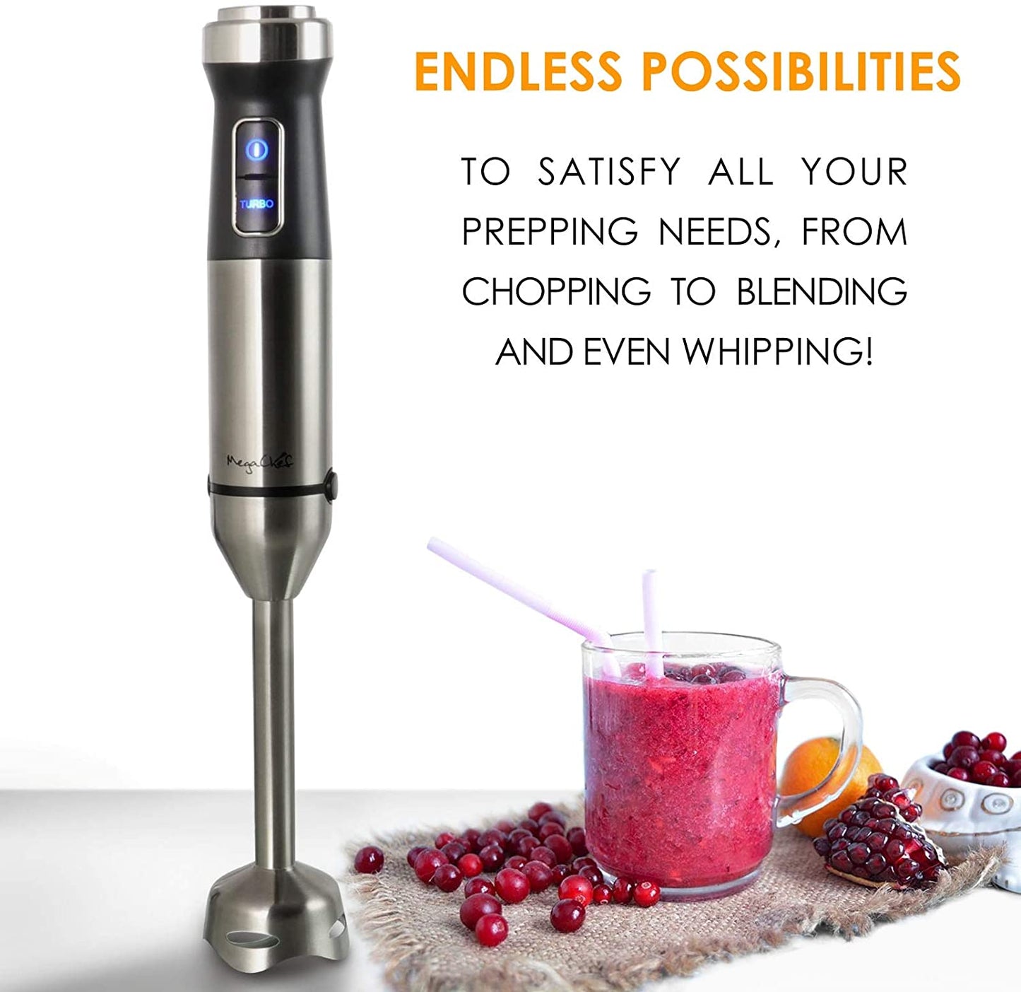 Megachef 4 In 1 Multipurpose Immersion Hand Blender With Speed Control And Accessories