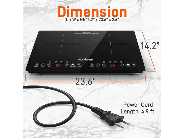 Double Induction Cooktop - Portable 120V Portable Digital Ceramic Dual Burner w/ Kids Safety Lock - Works with Flat Cast Iron Pan,1800 Watt,Touch Sensor Control, 12 Controls